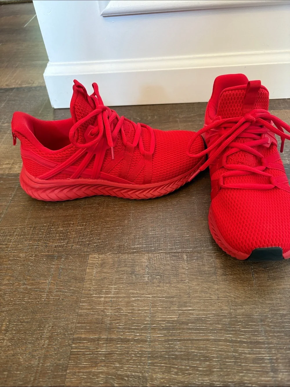 Ladies Red Athletic Sneakers - Comfortable Everyday Sport Shoes